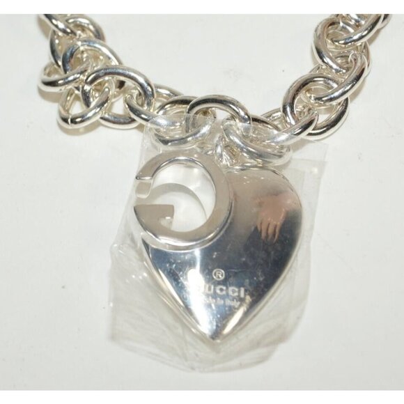 New Gucci Charlotte G Cutout Heart 925 St Silver Charm Bracelet - Italy - Picture 2 of 11